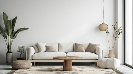 Fondo interior de sala de estar moderna minimalista.