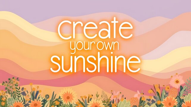 Create Your Own Sunshine Typography and Colorful Background Motivational Quote T-shirt Design Illustration ,Typography