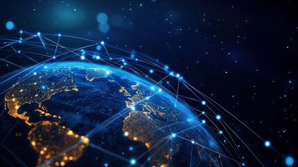 Satellite beams connecting remote parts of the world, highlighting advancements in internet accessibility.