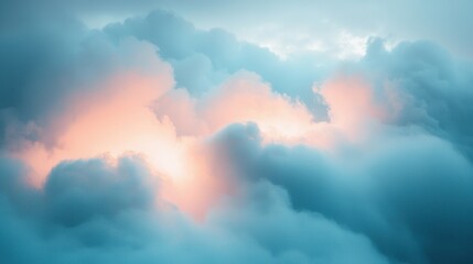 Obraz premium Soft, ethereal clouds bathed in gentle light create a tranquil and serene atmosphere, evoking a sense of calm and wonder.