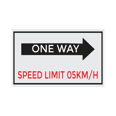 Fototapeta premium One Way Speed Limit 05 kmh warning signage vector illustration