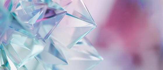 Pink purple blue pastel crystal shapes, rendered in a soft gradient spectrum transparent close up shot geometry.