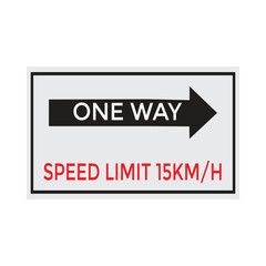 One Way Speed Limit 15 kmh warning signage vector illustration