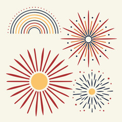Sunburst and Firework Set Decorative Radiating Beams