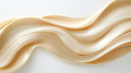 Obraz premium smooth wave of light beige liquid foundation on white background. Cosmetic concept.