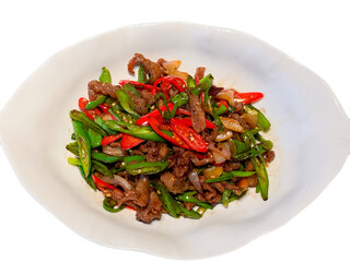 A plate of stir-fried beef back tendons, Chinese food