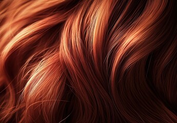  Close-up of red hair, hair texture, high-quality professional photography.