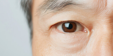 Close-up View of a Man's Eye and Periorbital Skin