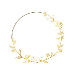Luxury Gold Botanical Wreath Design Element