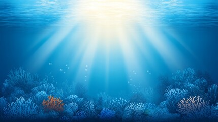 Fototapeta premium Dive into an underwater paradise coral reef illuminated by sunbeams explore