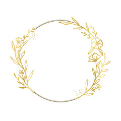 Luxury Gold Botanical Wreath Design Element