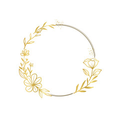 Elegant Gold Floral Circle Invitation Frame
