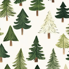 Obraz premium flat pattern featuring hand drawn illustrated christmas trees. trees are sketched in pencil tile 