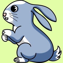 Blue rabbit clip art cartoon character isolated on green