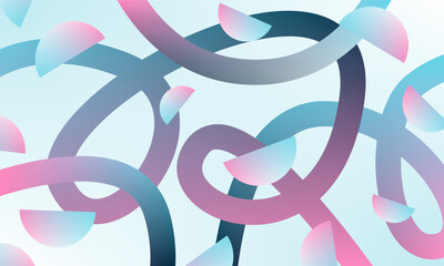 Continuous line gradient background in blue and pink color