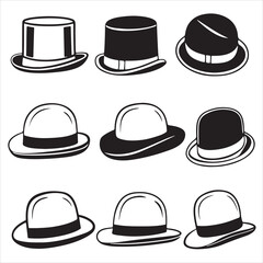 set vector various bowler hats