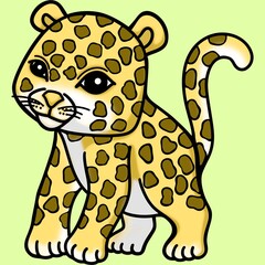 Jaguar clip art cartoon character isolated on green