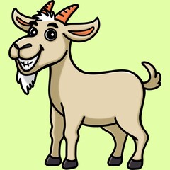 Goat clip art cartoon character isolated on green
