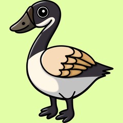 Goose clip art cartoon character isolated on green