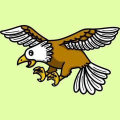 Eagle clip art cartoon character isolated on green