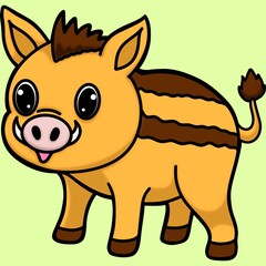 Boar clip art cartoon character isolated on green