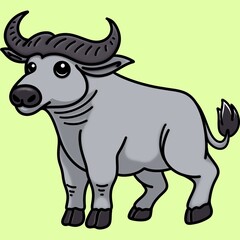 Buffalo clip art cartoon character isolated on green