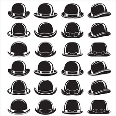 set vector various bowler hats