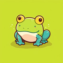 Obraz premium Cute cartoon green frog illustration.
