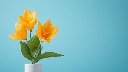 Bright yellow flowers in vase cheerful still life for home decor vibrant