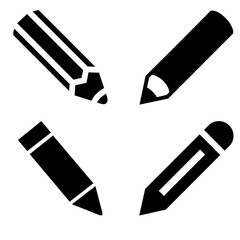 Black And White Different Pencils Icon Vector EPS 4 Set