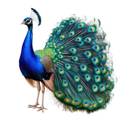 Obraz premium Vibrant peacock displaying feathers in nature animal photography