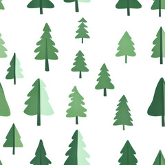 Fototapeta premium flat white background, different shades of green christmas trees, 