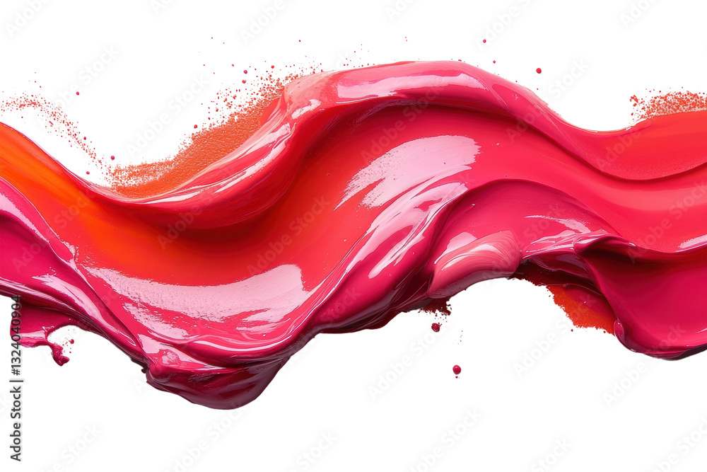 Poster a vibrant and fluid wave of pink paint, capturing motion and creativity with a glossy finish. ideal 