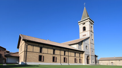 Fototapeta premium recinto di legno attorno al prato