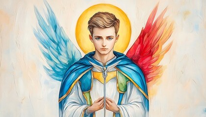 Fototapeta premium Angelic Figure for Dual Wings, Heavenly Art.