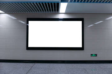 White display screen on indoor wall