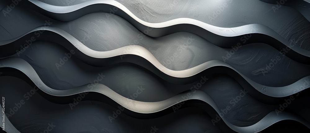 Wall mural abstract background with wavy lines in shades of gray, suitable for the design of modern websites an