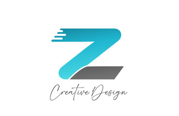 Z blue grey cut letter alphabet logo icon design gradient for company or business