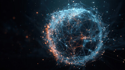 Obraz premium sleek and modern visualization of global data network, showcasing interconnected nodes and vibrant colors