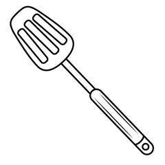Cute cartoon hand drawn vector Grill spatula coloring page.