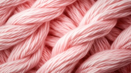 A close-up view of braided pink yarn, capturing its softness and intricate patterns that reflect the artistry and meticulousness of textile design and creation.
