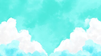 Aqua Sky Dreamscape: Watercolor Clouds and Serenity