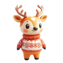Charming Reindeer Illustration: A Festive Holiday Mascot. Celebrate the Joyful Season with this Adorable Cartoon Character, Perfect for Christmas Decorations and Cheerful Greetings
