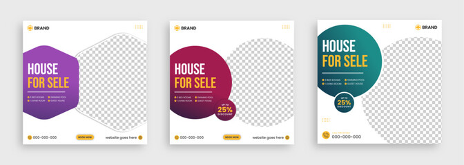 Real estate home sale social media post banner design template For digital marketing.