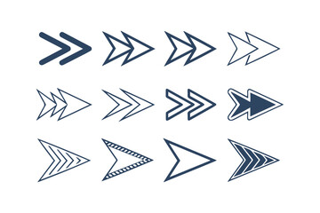 Arrow Icons Set, A Complete Collection of Arrows. Arrow Clipart Illustration Isolated on a White Background
