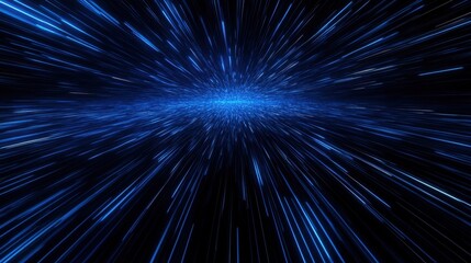 Abstract image of light streaks converging on a single point. Sci-fi effect. Glowing light