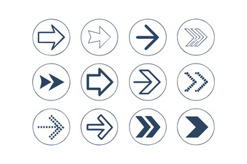 Arrow Icons Set, A Complete Collection of Arrows. Arrow Clipart Illustration Isolated on a White Background