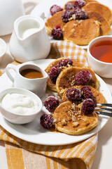 sweet corn pancakes for breakfast, vertical