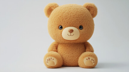 Obraz premium A cute little bear, Sitting teddy bear isolated on white. teddy bear children's toy gift 3d rendering. 3d illustration.