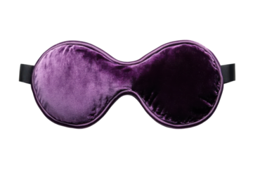 Soft purple sleep mask crafted from luxurious fabric for a peaceful night’s rest isolated on transparent background